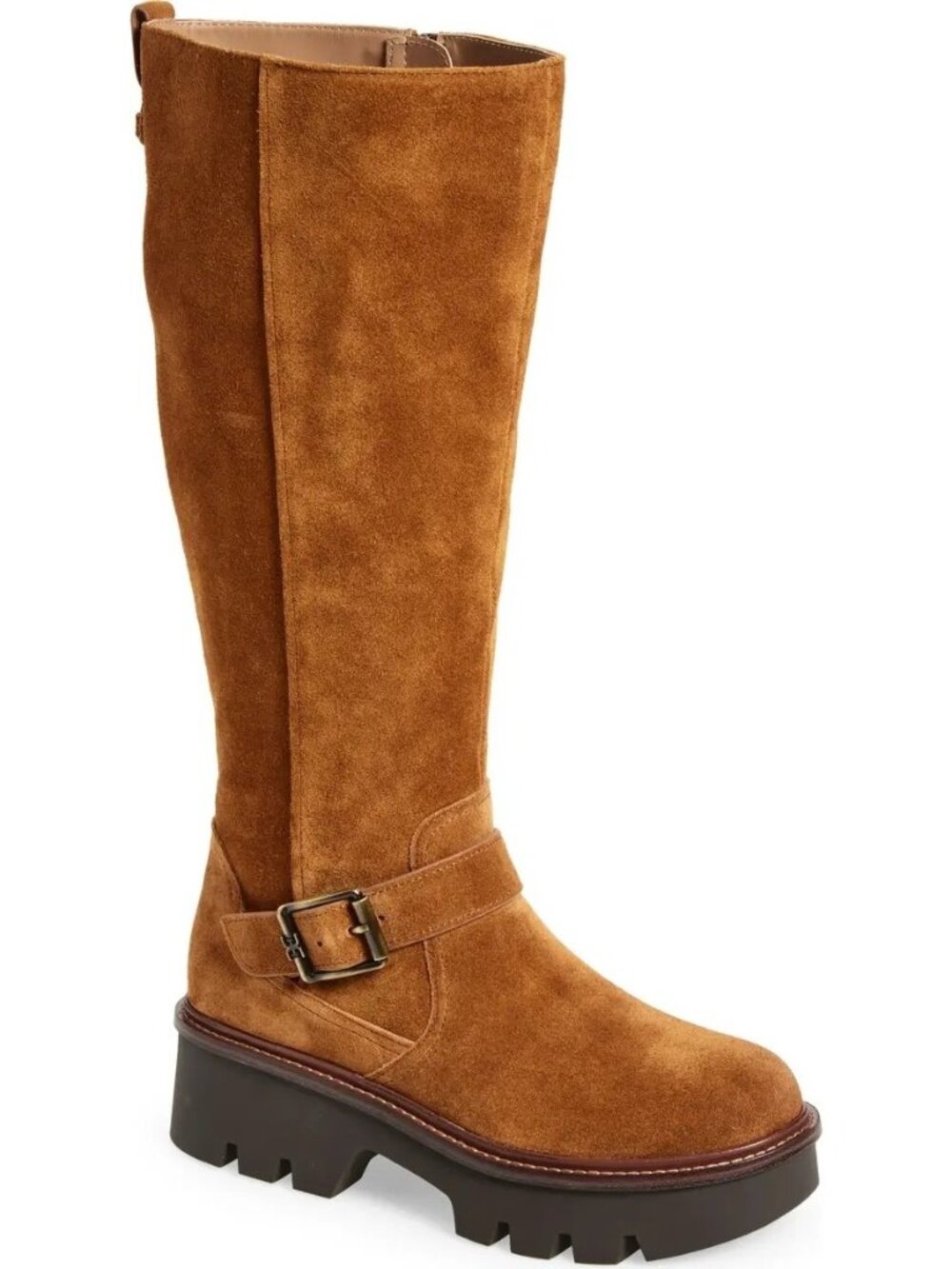 NEW Sam Edelman Carter Knee High Boots Suede Moto Y2K Womens 7.5 Wide Calf